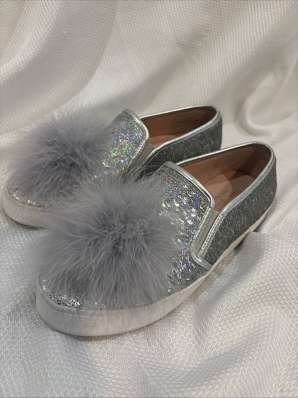 Kate Spade New York Latisa Women Pom Pom Sparkle Glitter Loafer Flat cute - Picture 3 of 9